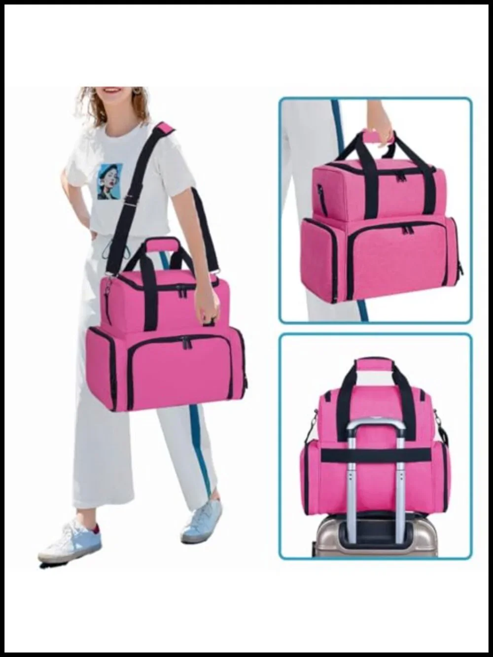 Large Makeup Bag with 2 Removable Case | Travel Toiletry Organizer Double Layer